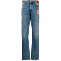 Heron Preston Calça jeans reta com patch de logo - Azul