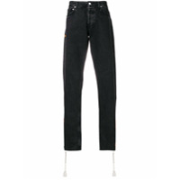 Heron Preston Calça jeans reta com zíper lateral - Preto