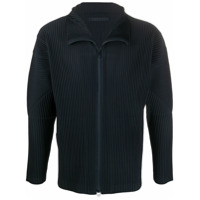 Homme Plissé Issey Miyake Jaqueta gola alta canelada - Azul