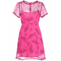 HVN Vestido Natalie com estampa de leopardo - Rosa