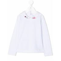 Il Gufo Blusa de algodão com bordado na gola - Branco