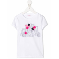 Il Gufo Camiseta com aplicação floral - Branco
