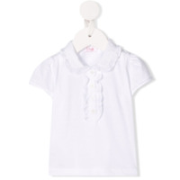 Il Gufo Camiseta de algodão com babados na gola - Branco