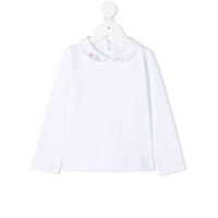 Il Gufo Camiseta de algodão com bordado floral - Branco