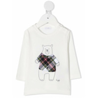 Il Gufo Camiseta mangas longas com estampa de urso - Branco