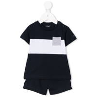 Il Gufo Conjunto com camiseta e short color block - Azul