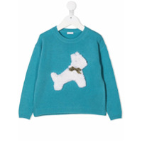 Il Gufo Suéter com aplicação de cachorro - Azul