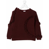 Il Gufo Suéter de tricô canelado com acabamento de babados - Vermelho