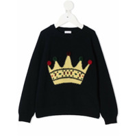 Il Gufo Suéter de tricô com estampa de coroa - Azul