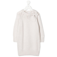 Il Gufo Vestido de tricô com aplicação de laço - Neutro