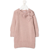 Il Gufo Vestido de tricô com aplicação de laço - Rosa