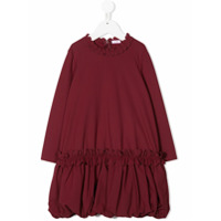 Il Gufo Vestido mangas longas com acabamento de babados - Vermelho