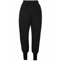 Ioana Ciolacu Calça de moletom de seda com elástico na barra - Preto