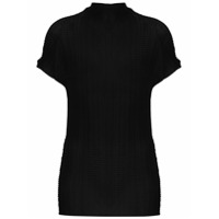 Issey Miyake Blusa gola alta com textura - Preto