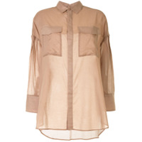 izzue Camisa translúcida com bolsos - Neutro