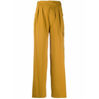 Jejia Calça cintura alta com pregas - Marrom