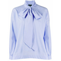 Jejia Camisa mangas bufantes com amarração na gola - Azul
