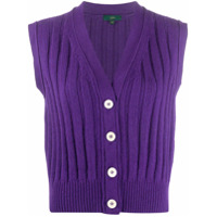 Jejia Cardigan sem mangas de tricô canelado - Roxo