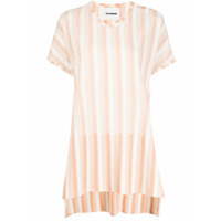 Jil Sander Camiseta listrada com barra assimétrica - Branco