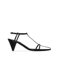 Jil Sander Sandália de couro preta com salto 65mm - Preto