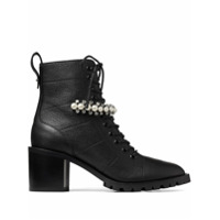 Jimmy Choo Ankle boot Cruz com aplicação de esferas peroladas e salto 65mm - Preto