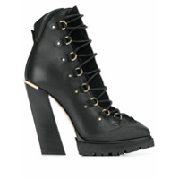 Jimmy Choo Bota Madyn com salto 130mm e cadarÃ§o - Preto
