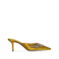 Jimmy Choo Mule de cetim com aplicação de cristais - Amarelo