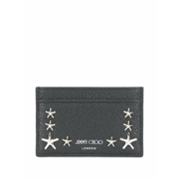 Jimmy Choo Porta-cartões de couro com tachas e estrelas - Preto