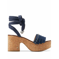 Jimmy Choo Sandália Athi com franjas e salto 80mm - Azul