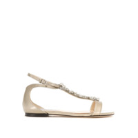 Jimmy Choo Sandália flat 'Averie' de couro - Dourado