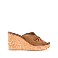 Jimmy Choo Sandália June com salto anabela 90mm - Marrom