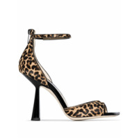 Jimmy Choo Sandália Reon com estampa de leopardo e salto 100mm - Marrom