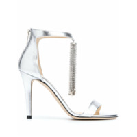 Jimmy Choo Sandália Viola com salto 100mm e tassel - Prateado