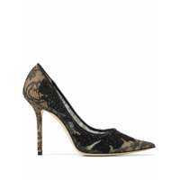 Jimmy Choo Sapato Love com recortede renda e salto 100mm - Preto