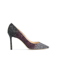 Jimmy Choo Sapato Romy com brilho e salto 85mm - Cinza