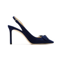 Jimmy Choo Scarpin 'Blare' de camurça com bico fino e detalhe de laço - STEEL BLUE/STEEL BLUE