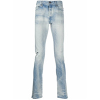 John Elliott Calça jeans slim com cintura média e destroyed - Azul