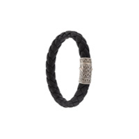 John Hardy Pulseira de couro e prata com corrente - Preto