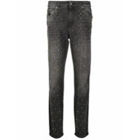 John Richmond Calça jeans cenoura com aplicações - Cinza
