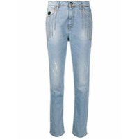 John Richmond Calça jeans cintura alta com aplicações - BLUE
