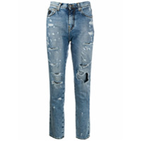 John Richmond Calça jeans cintura alta com efeito destroyed - Azul