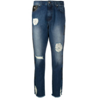 John Richmond Calça jeans reta com efeito destroyed - Azul