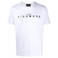 John Richmond Camiseta branca de algodão com estampa de logo - Branco