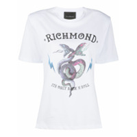 John Richmond Camiseta com estampa de logo e cobra - Branco