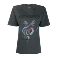 John Richmond Camiseta com estampa de logo e cobra - Preto