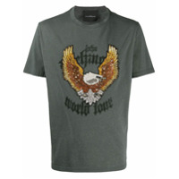 John Richmond Camiseta de algodão com águia de contas - Cinza