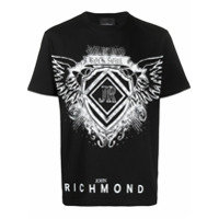 John Richmond Camiseta decote careca com estampa de asas - Preto
