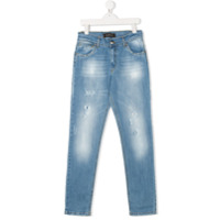 John Richmond Junior Calça jeans com destroyed - Azul