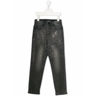 John Richmond Junior Calça jeans slim com aplicações - Cinza