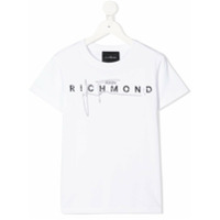 John Richmond Junior Camiseta com logo e aplicações de strass - Branco